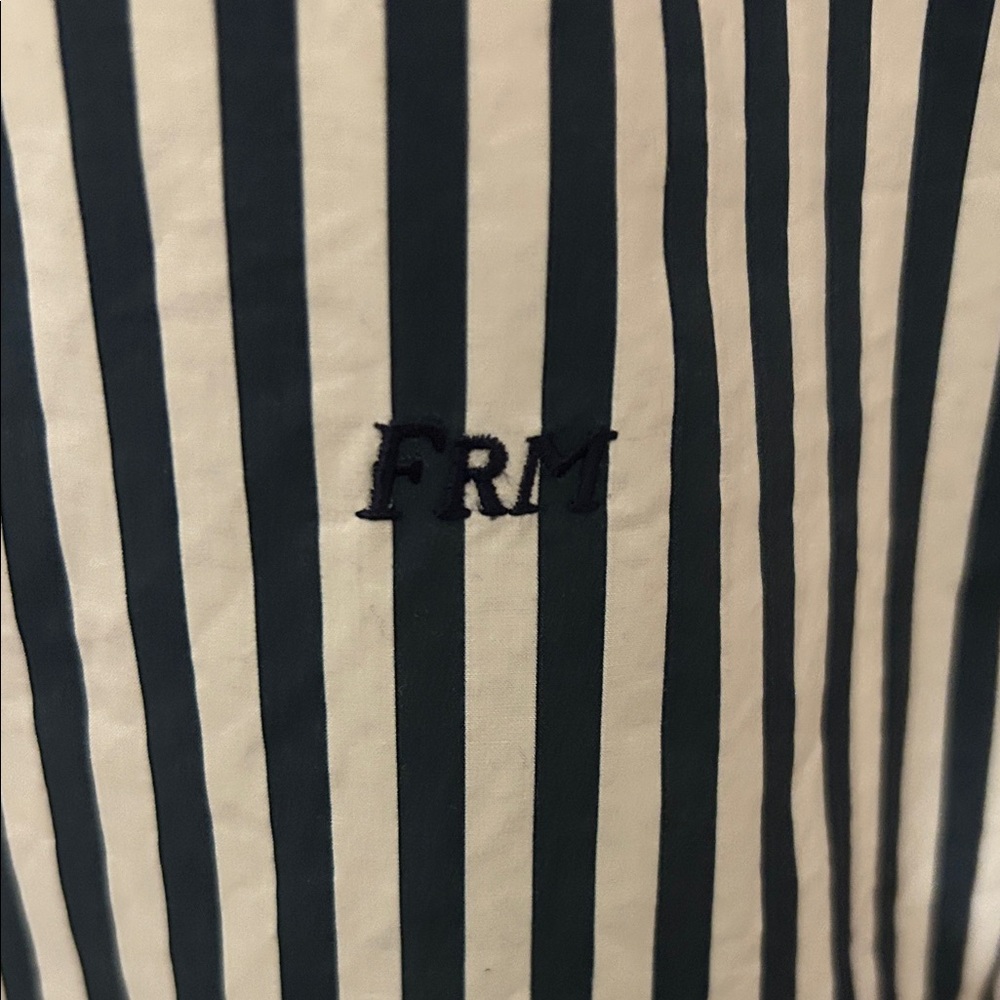 FRAME sheila Navy and White Striped organic cotton blouse. S/P - Picture 4 of 8